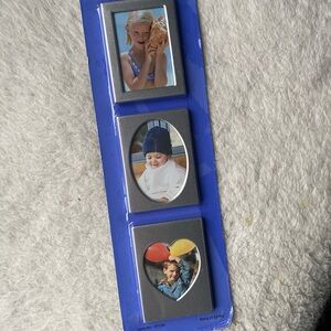 3-Piece Mini Magnetic Photo Frames - Silver